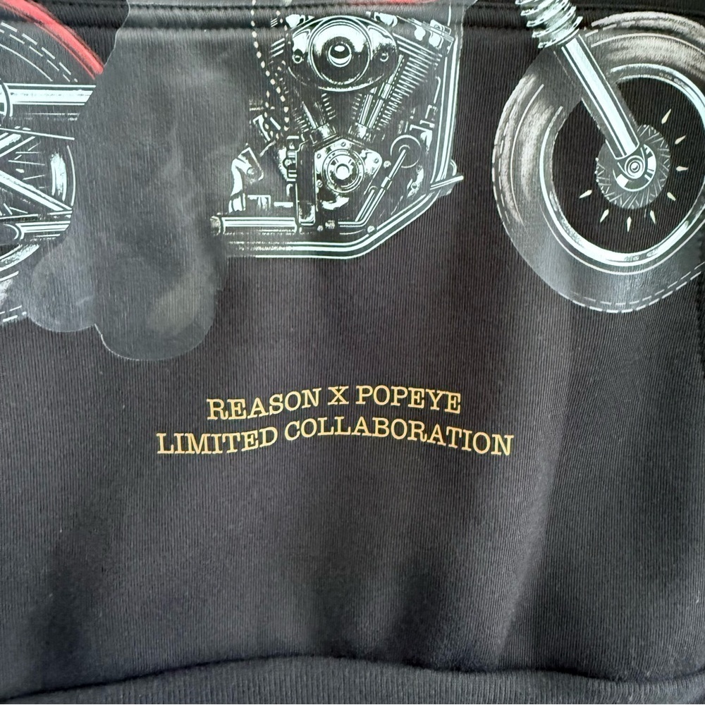 Reason Clothing x Popeye Limited Edition Biker Eagle Hoodie Black Medium - Picture 4 of 7